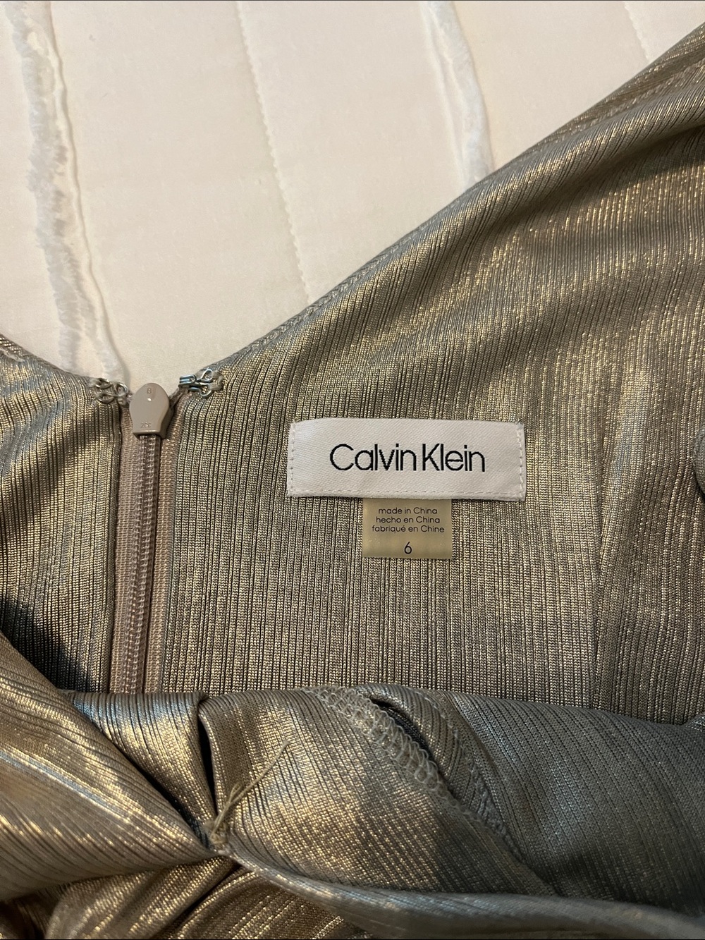 CALVIN KLEIN gold/taupe metallic evening gown - Picture 3 of 6